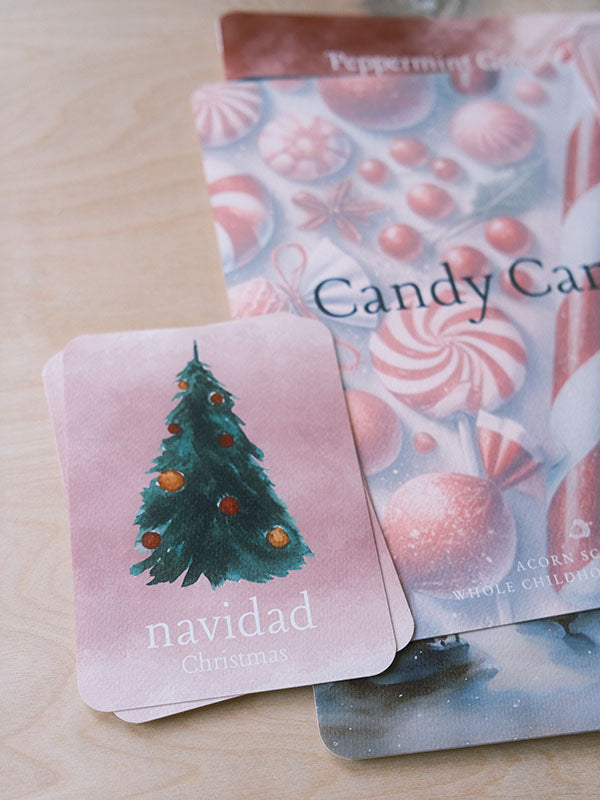 Pages and cards from Acorn School's candy canes curriculum.