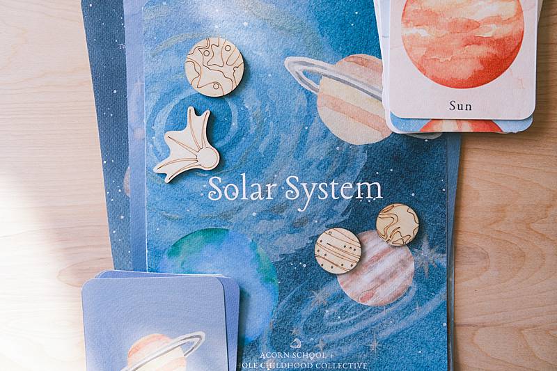 Image of a card with the word solar system written on it