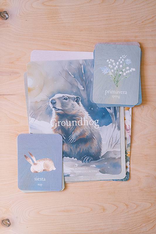 Image of a card with a groundhog illustration