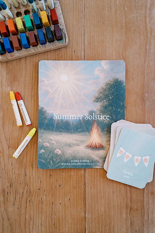 Image of cards with crayons on a table