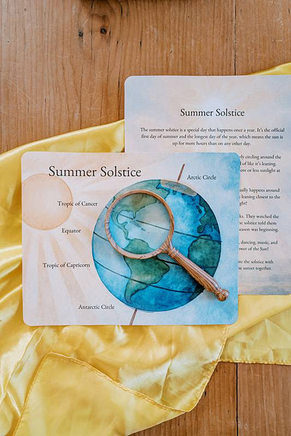 Magnifying glass laying on cards