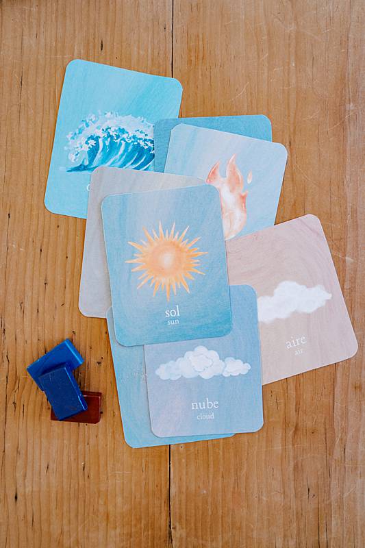 Stack of cards with clouds onthem