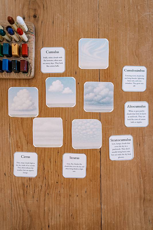 Small square cards laying on a table