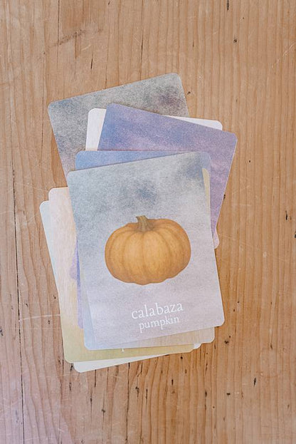 Stack of small cards on a table