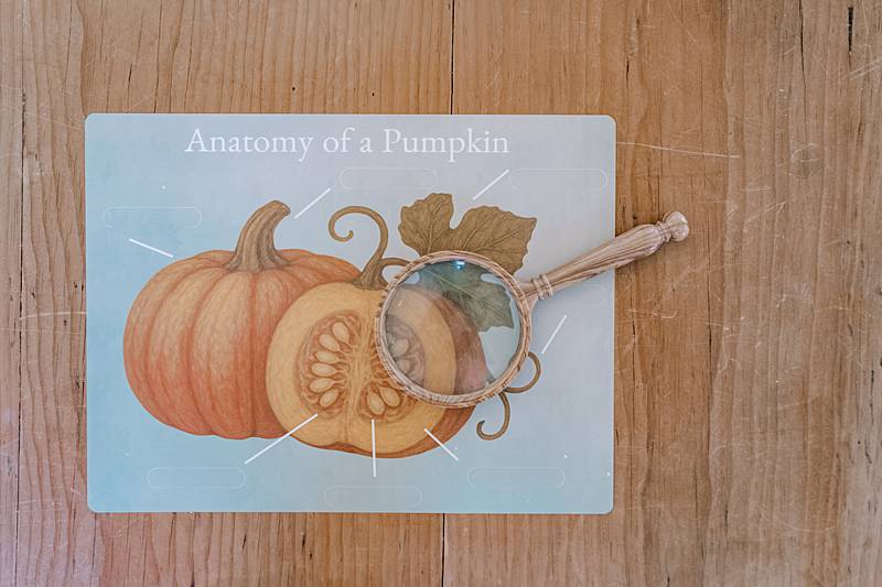 Card with magnifying glass on top of it