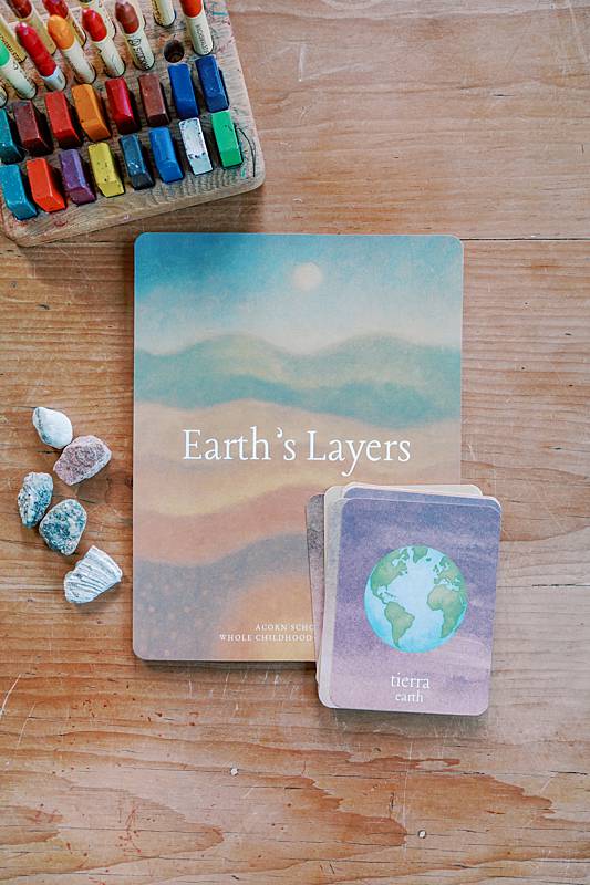 Cards on a wooden table with rocks
