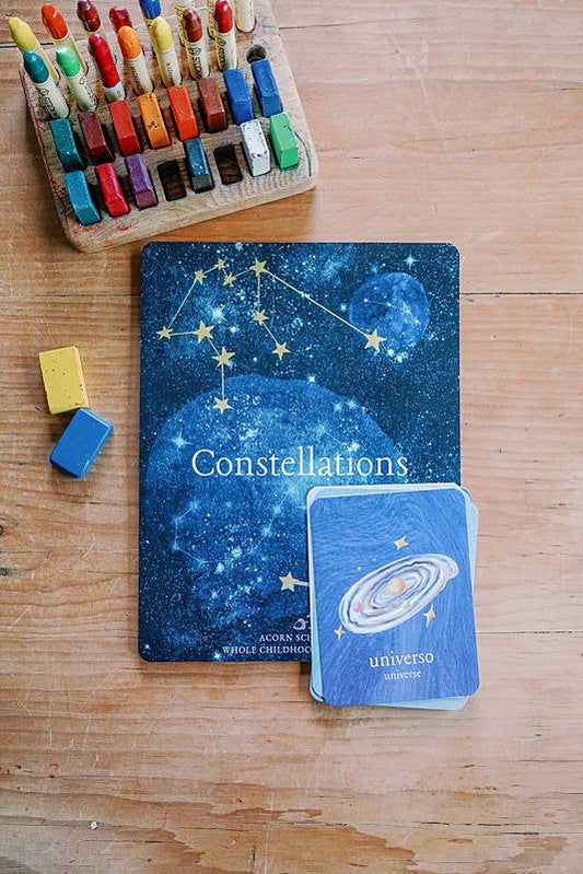 Cards with crayons on a table
