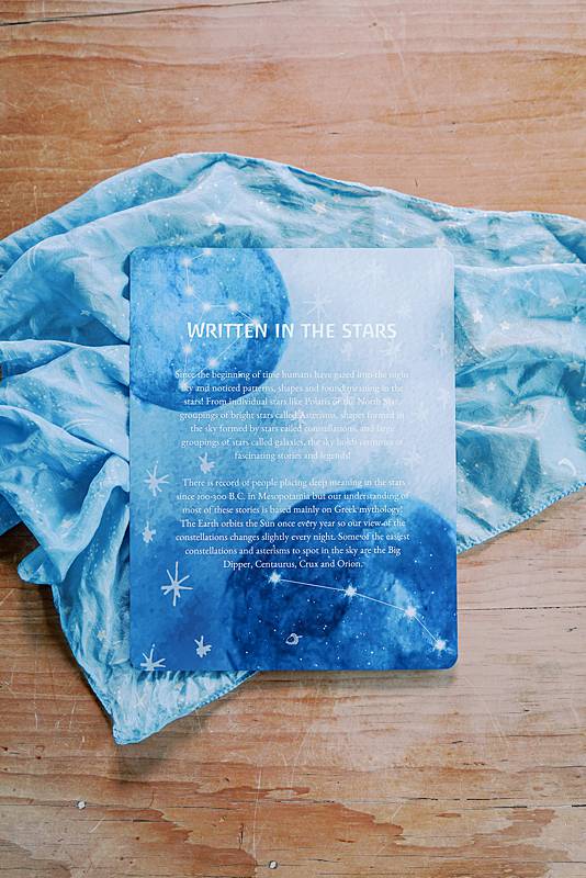 Paper on blue fabric