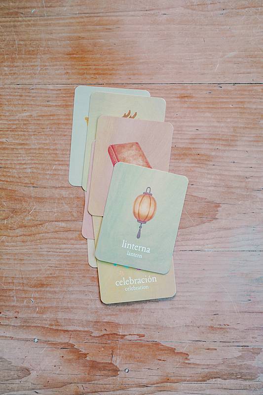 Stack of cards with lantern images