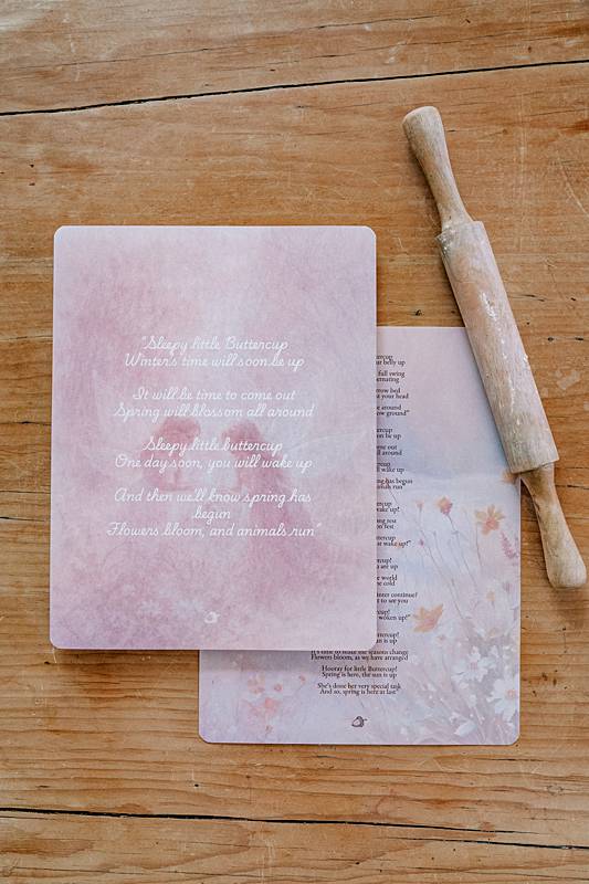 Paper and a rolling pin on a table