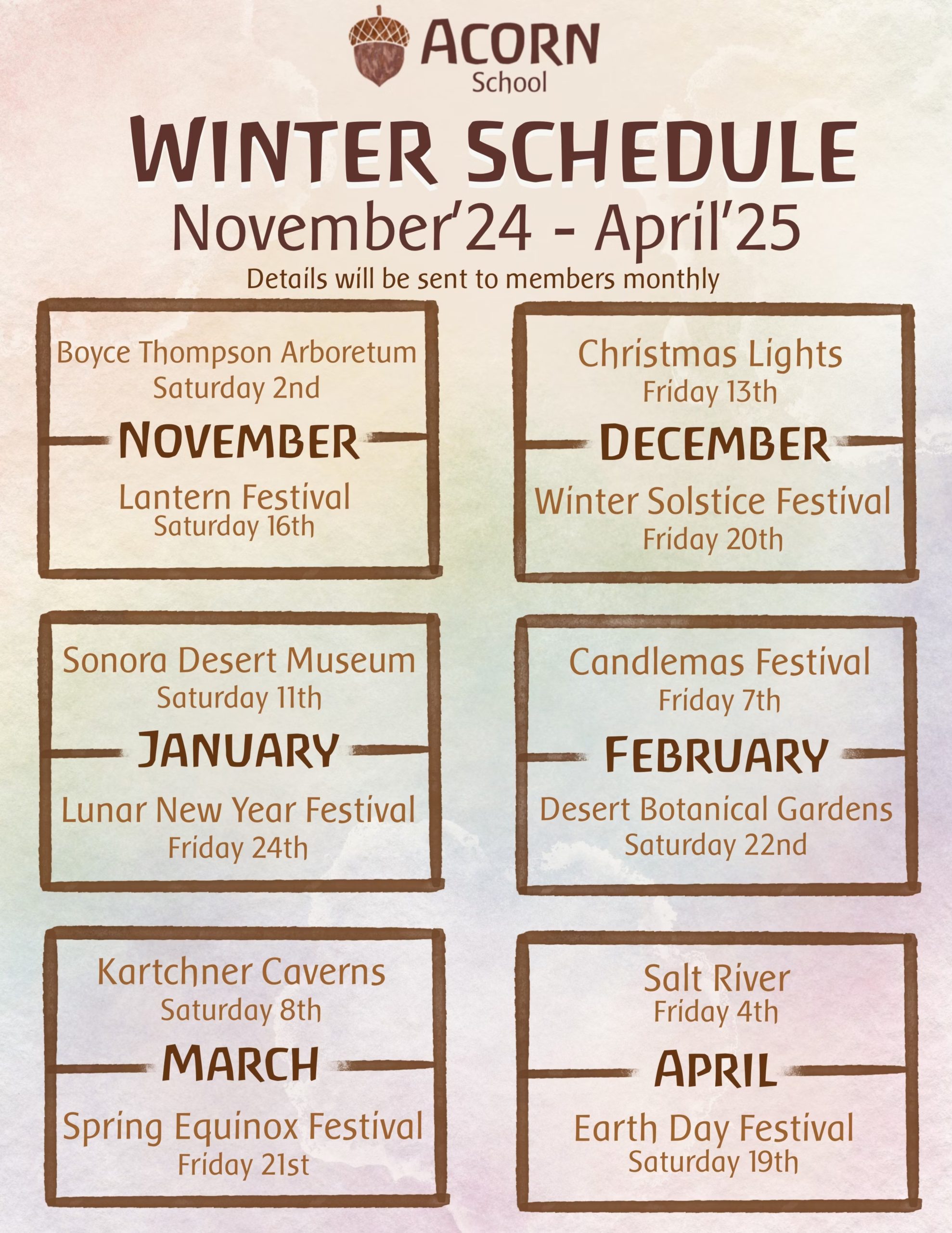 2024-2025 Winter Schedule